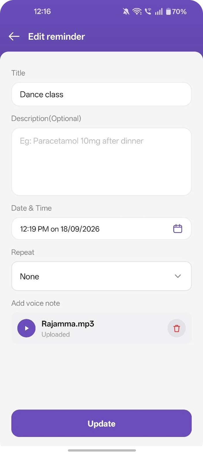 Edit Reminder
