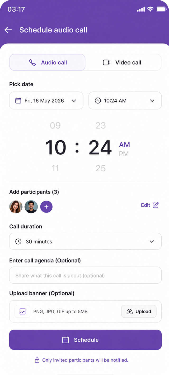 Schedule Audio Call